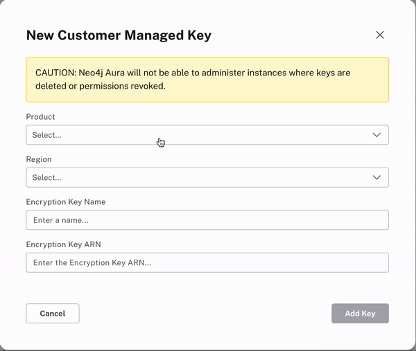 Creating Customer Managed Key with Encryption Key ARN